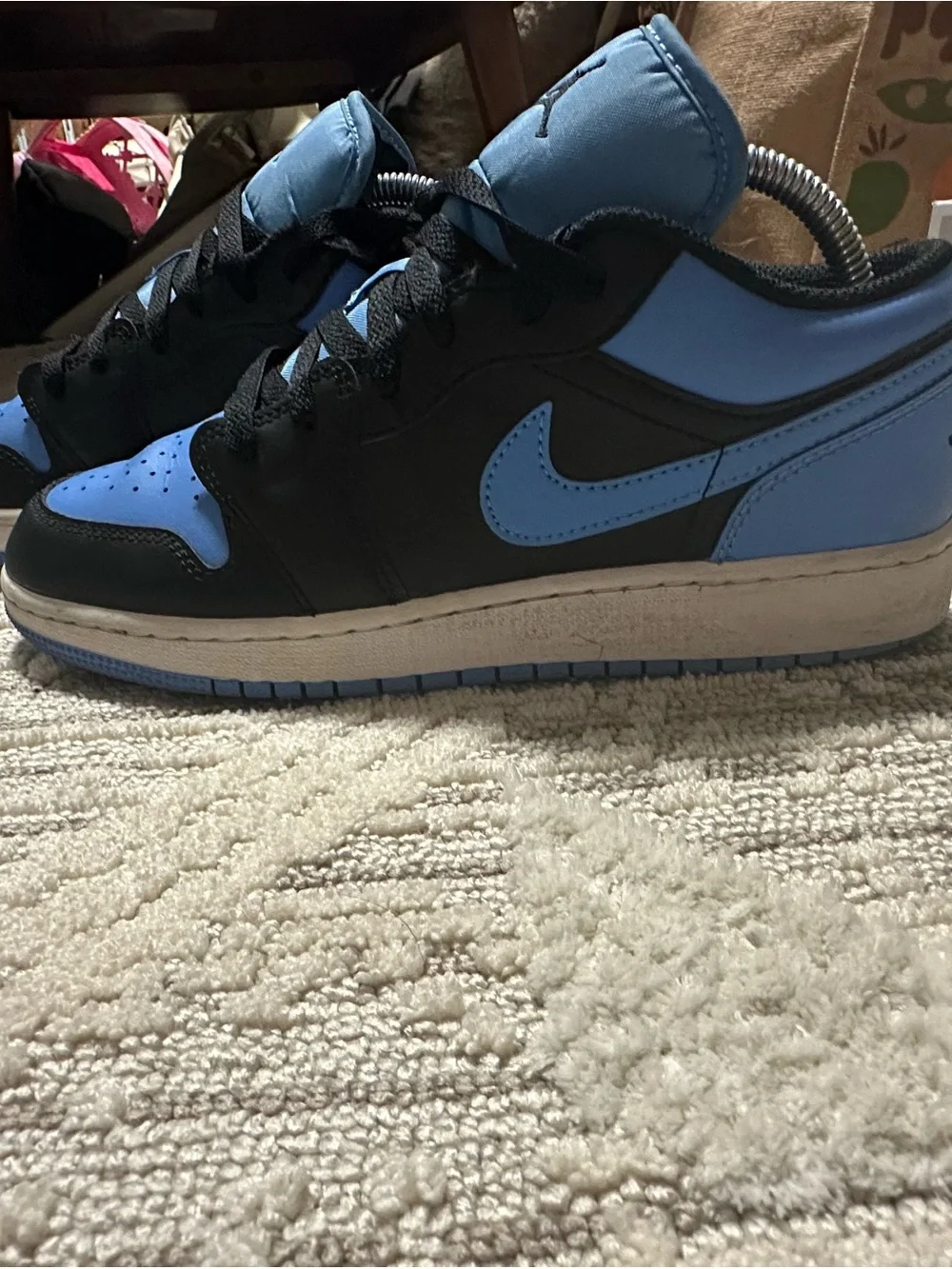 Jordan Low-Top Sneakers in Black and Light Blue